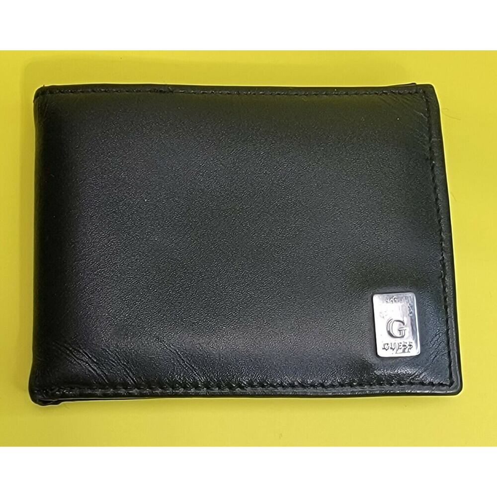 GUESS Genuine Leather Black Foldover Wallet